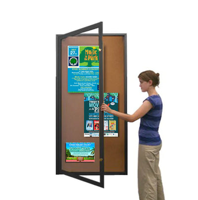 Standing 24x36 Outdoor Bulletin Board Enclosed with Header - 2 Posts - One  Door – SwingFrames4Sale