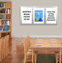 Indoor Dry Erase Marker Board with Radius Edge Cabinet | 2 and 3 Door Metal Display Case | White Porcelain on Steel Surface in 35+ Sizes