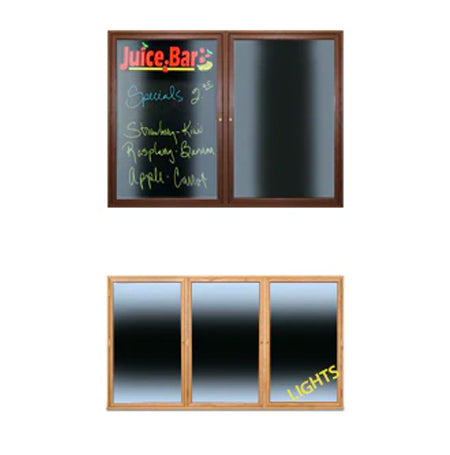 Indoor Enclosed Wood Framed Marker Boards with LED Lights 2 and 3 Door
