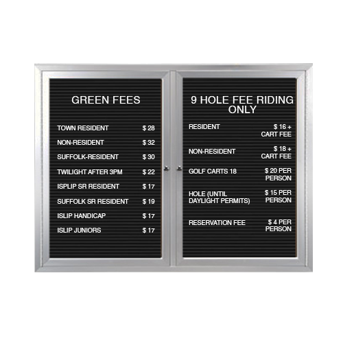 EXTREME WeatherPLUS Radius Edge Multi-Door Outdoor Enclosed Letter Boards | Shown in Satin Silver finish with 2 Locking Doors