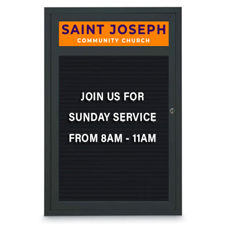 Outdoor Enclosed Letter Boards with Header (Radius Edge)