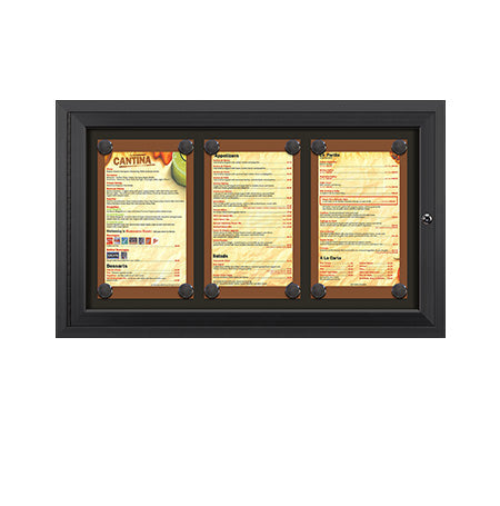 Display Case Menu Rustic 85x14 Magnetic Outdoor Menu Display Case - Holds 3 Portrait Menus ...