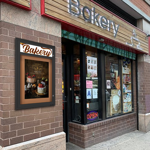 Extreme WeatherPlus Radius Edge Outdoor Poster Display Case with Personalized Header | Shown In Black Frame