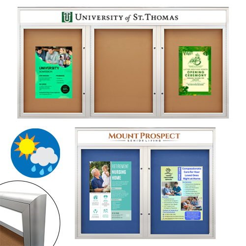 EXTREME WeatherPlus™ Radius Edge Enclosed Outdoor Poster Case | Wall Mount Lockable Multi-Door Display Cases in 35+ Sizes