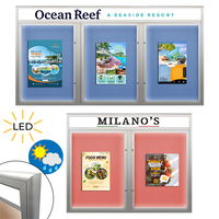 EXTREME WeatherPlus™ Radius Edge Enclosed Outdoor Poster Cases with Message Header and LED Lighting | Locking 2 and 3 Door Display Cases 35+ Sizes