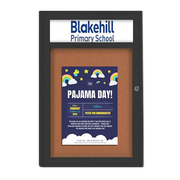 Radius Edge Outdoor Enclosed Poster Display Cases with Header + Lights | SwingCase in 9 Sizes