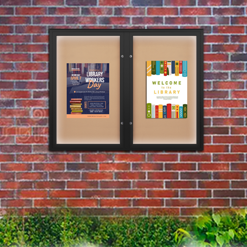 EXTREME WeatherPlus™ Enclosed Radius Edge Outdoor Poster Cases with LED Lights | Shown Black Frame Finish