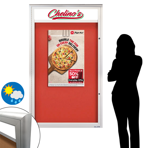 EXTREME WeatherPLUS™ XL Radius Edge Outdoor Enclosed Poster Case with Personalized Message Header | Available in 4 Frame Finishes