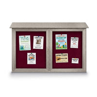 Outdoor Information Center Wall Mount 45x30 - Grey Finish, Burgundy Vinyl