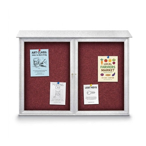 Outdoor Information Center Wall Mount 52x40 - White Finish, Burgundy Vinyl