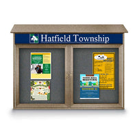40" x 40" 2-Door Cork Board Message Center with Header (Image Not to Scale)