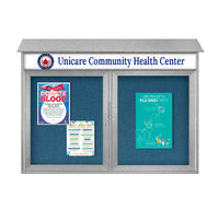 40" x 40" 2-Door Cork Board Message Center with Header (Image Not to Scale)