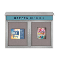 42" x 32" 2-Door Cork Board Message Center with Header (Image Not to Scale)