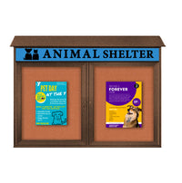 60" x 36" 2-Door Cork Board Message Center with Header (Image Not to Scale)