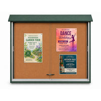 52x40 Outdoor Message Center with Cork Bulletin Board + 2 Sliding Doors Eco-Design Information Board