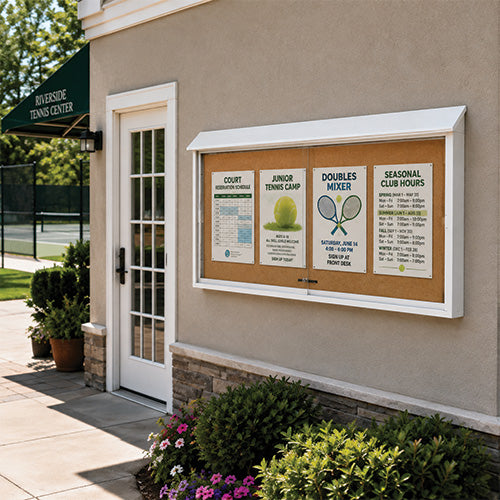 60x24 Outdoor Message Center Cork Bulletin Board | Sliding Doors Information Board
