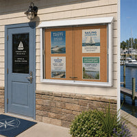 60x40 Outdoor Message Center with Cork Bulletin Board + 2 Sliding Doors Eco-Design Information Board