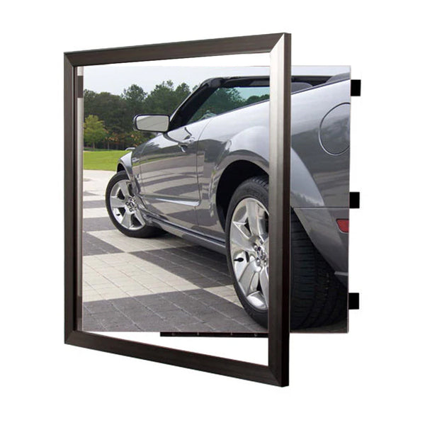SWING-OPEN & SWING CLOSE FOR EASY CHANGE 12x24 STEEL PICTURE FRAMES
