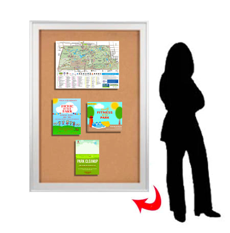 Extra Large Super Wide-Face Enclosed Cork Bulletin Board SwingFrames | Swing Open Metal Frame in 15 Sizes + Custom