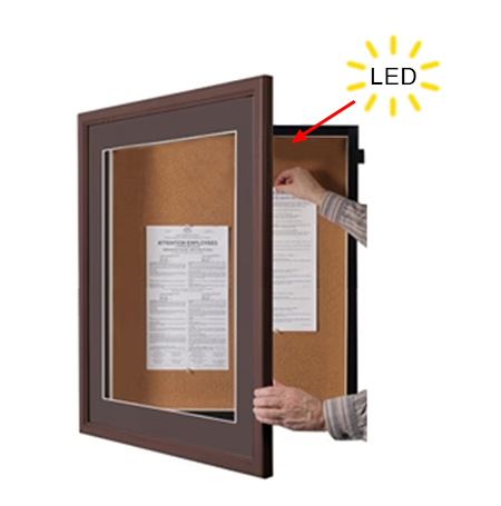 SwingFrame 30 x 36 Wood Framed Designer Bulletin Board with Light