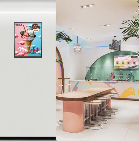 12x24 Poster SwingFrame Wide-Face Classic 1-inch Wide Metal Frame - Swings Open for Quick Changes