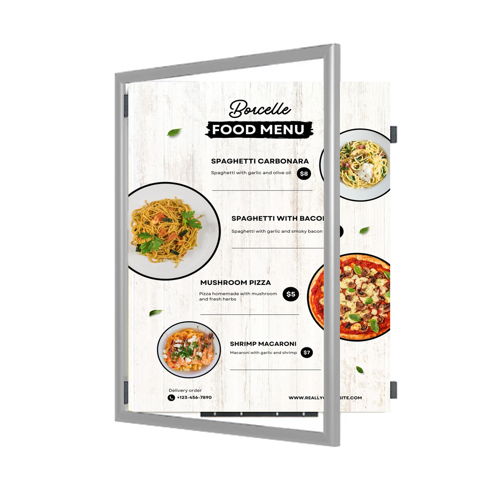 SwingFrame, Wide Face Metal Changeable Restaurant Menu Frames 35 Sizes ...