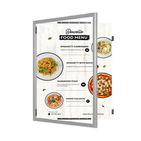 SwingFrame Wide-Face Restaurant Menu Display Frames + Metal Picture Frame Profile in 35+ Sizes + Custom