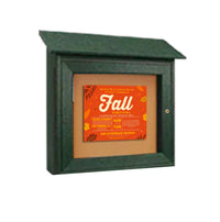 Outdoor "MINI" Message Center Cork Board 18" x 18" | with Left Hinged Single Door | Eco-Design, Recycled, Faux Wood Cabinet