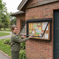 Outdoor Message Center Cork Board 45" x 30" | TOP Hinged - Single Door Information Board