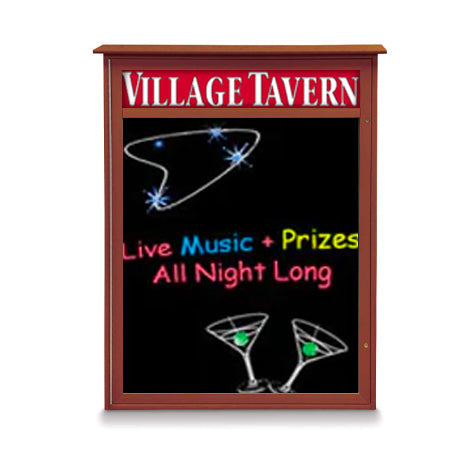 24" x 48" Outdoor Message Center - Magnetic Black Dry Erase Board with Header