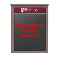 26" x 42" Outdoor Message Center - Magnetic Black Dry Erase Board with Header