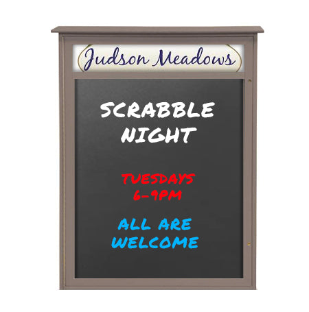 32" x 48" Outdoor Message Center - Magnetic Black Dry Erase Board with Header