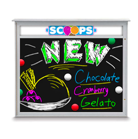 24" x 30" Outdoor Message Center - Magnetic Black Dry Erase Board with Header