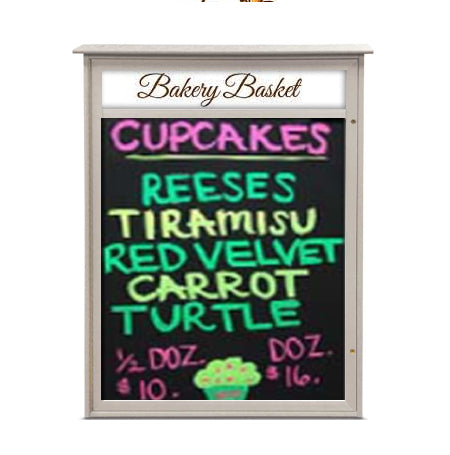 24" x 30" Outdoor Message Center - Magnetic Black Dry Erase Board with Header