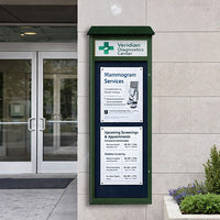 24" x 60" Outdoor Message Center Cork Board with Header (Single Door)