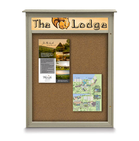 26x42  Outdoor Message Center Wall Mount Information Board with Header | Maintenance Free