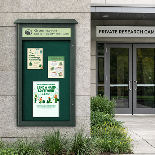 36" x 60" Outdoor Message Center Cork Board with Header (Single Door)