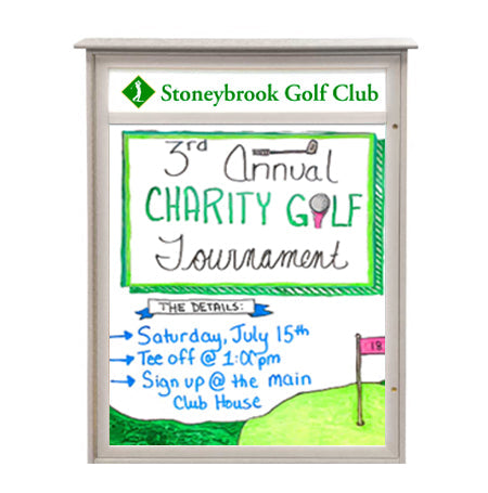 18" x 24" Outdoor Message Center - Magnetic White Dry Erase Board with Header