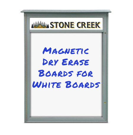 24" x 36" Outdoor Message Center - Magnetic White Dry Erase Board with Header