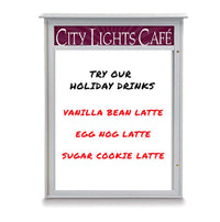 24" x 48" Outdoor Message Center - Magnetic White Dry Erase Board with Header