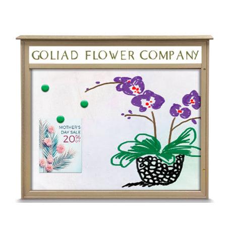 36" x 36" Outdoor Message Center - Magnetic White Dry Erase Board with Header