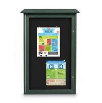 26x42 Outdoor Message Center with Fabric Magnetic Board Wall Mounted - Eco-Friendly Recycled Plastic Enclosed Information Board (Shown in Woodland Green Finish and Black Fabric)