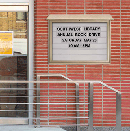 45x36 Enclosed Message Board Center with Reader Board | Shown in Sand finish