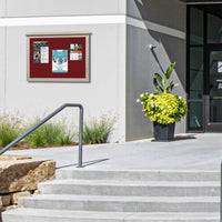 Outdoor Message Center Cork Board 48" x 48" | TOP Hinged - Single Door Information Board with All-Weather, Eco-Design Faux Wood Display Case