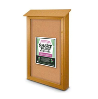 Outdoor Message Center Cork Board 48" x 48" | LEFT Hinged - Single Door Information Board