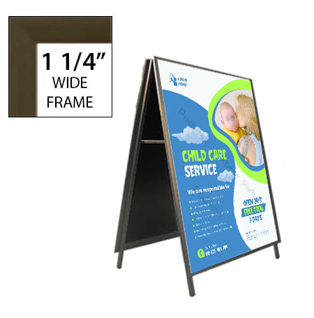 A-Frame 18x24 Sign Holder | Indoor and Outdoor Sidewalk Sign with Fast Change Snap Frame 1 1/4" Wide