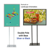 Double Pole Floor Stand 36x42 Sign Holder | Snap Frame 1 1/4" Wide
