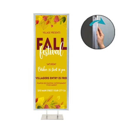 Double Pole Floor Stand 48x72 Sign Holder | Snap Frame 1 1/4" Wide