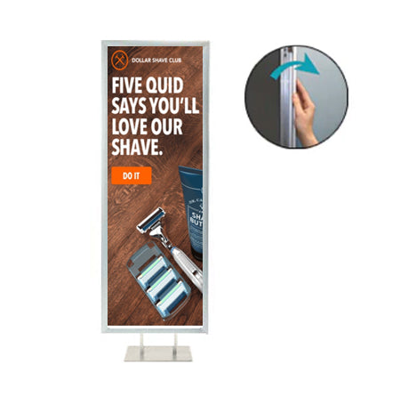 Double Pole Floor Stand 36x36 Sign Holder | Snap Frame 1 1/4" Wide