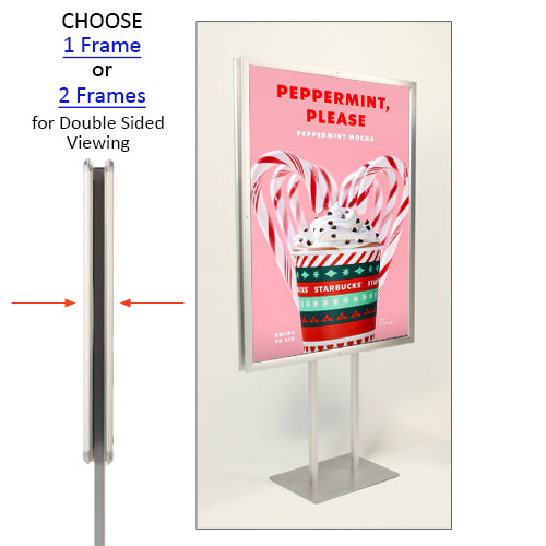 Double Pole Poster Floor Stand 40x60 Sign Holder with SECURITY SCREWS on Snap Frame 1 1/4" Wide